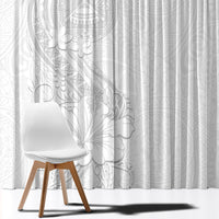 American Samoa White Sunday Window Curtain Polynesian Pattern With Tropical Flowers