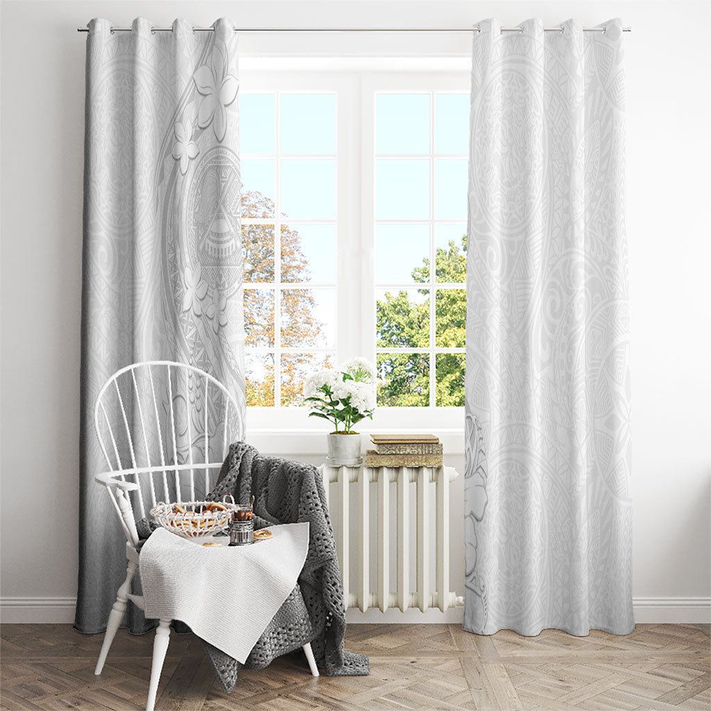 American Samoa White Sunday Window Curtain Polynesian Pattern With Tropical Flowers