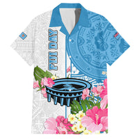 Fiji Day Family Matching Tank Maxi Dress and Hawaiian Shirt Tanoa Hibiscus Fijian Tapa Masi Pattern LT05 Dad's Shirt - Short Sleeve White - Polynesian Pride