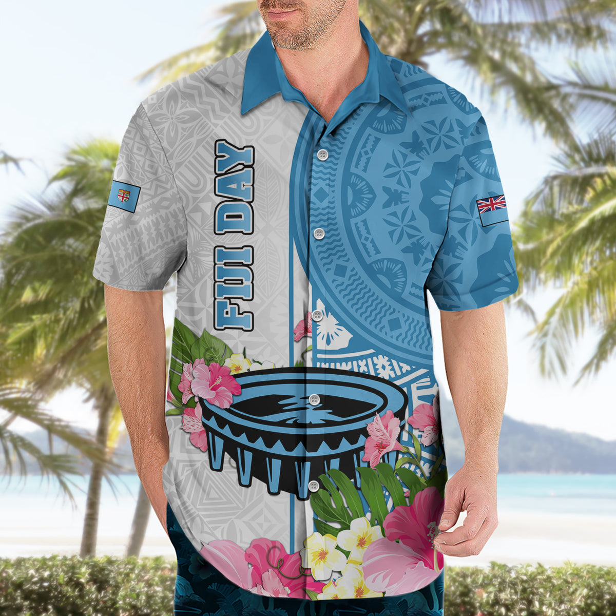 Fiji Day Hawaiian Shirt Tanoa Hibiscus Fijian Tapa Masi Pattern LT05 - Polynesian Pride