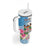 Fiji Day Tumbler With Handle Tanoa Hibiscus Fijian Tapa Masi Pattern