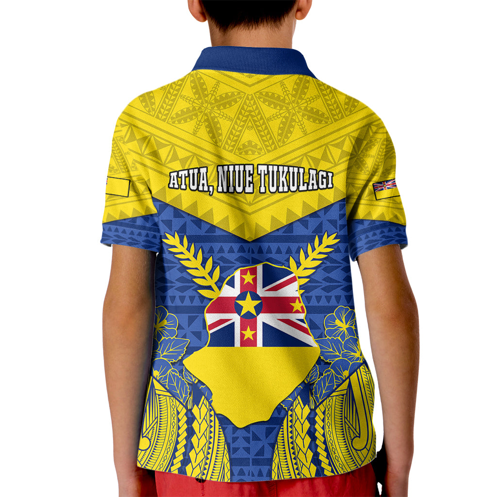 Niue Constitution Day Kid Polo Shirt Coat Of Arms Niuean Hiapo Pattern LT05 - Polynesian Pride