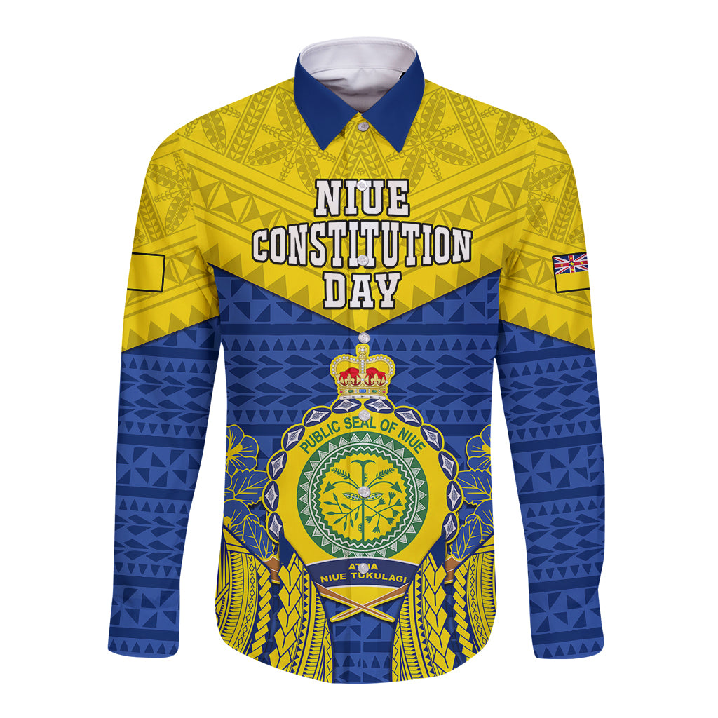 niue-constitution-day-long-sleeve-button-shirt-coat-of-arms-niuean-hiapo-pattern