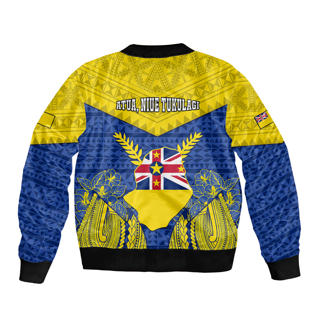 niue-constitution-day-sleeve-zip-bomber-jacket-coat-of-arms-niuean-hiapo-pattern