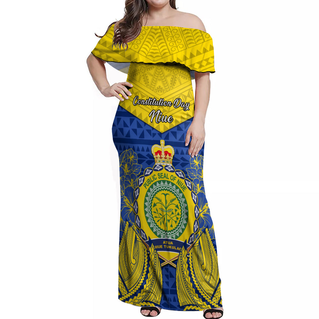 personalized-niue-constitution-day-off-shoulder-maxi-dress-coat-of-arms-niuean-hiapo-pattern