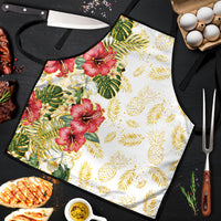 Hawaii Discoverers Day Apron Tropical Hibiscus Glitter White LT05 White - Polynesian Pride