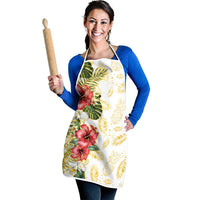 Hawaii Discoverers Day Apron Tropical Hibiscus Glitter White LT05 - Polynesian Pride