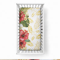 Hawaii Discoverers Day Baby Bed Cover Tropical Hibiscus Glitter White LT05 28 × 52 in White - Polynesian Pride