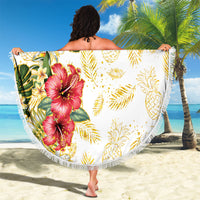 Hawaii Discoverers Day Beach Blanket Tropical Hibiscus Glitter White LT05 - Polynesian Pride