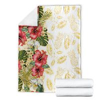 Hawaii Discoverers Day Blanket Tropical Hibiscus Glitter White LT05 - Polynesian Pride
