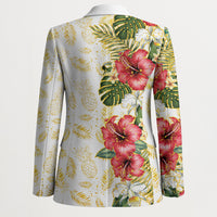 Hawaii Discoverers Day Blazer Tropical Hibiscus Glitter White LT05 - Polynesian Pride