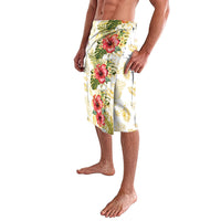 Hawaii Discoverers Day Lavalava Tropical Hibiscus Glitter White LT05 - Polynesian Pride