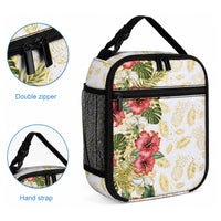 Hawaii Discoverers Day Lunch Bag Tropical Hibiscus Glitter White LT05 - Polynesian Pride