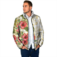 Hawaii Discoverers Day Padded Jacket Tropical Hibiscus Glitter White LT05 - Polynesian Pride