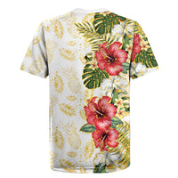 Hawaii Discoverers Day Rugby Jersey Tropical Hibiscus Glitter White LT05 - Polynesian Pride