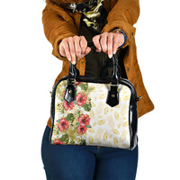 Hawaii Discoverers Day Shoulder Handbag Tropical Hibiscus Glitter White LT05 One Size White - Polynesian Pride