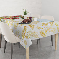 Hawaii Discoverers Day Tablecloth Tropical Hibiscus Glitter White LT05 - Polynesian Pride