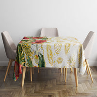 Hawaii Discoverers Day Tablecloth Tropical Hibiscus Glitter White LT05 - Polynesian Pride