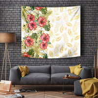 Hawaii Discoverers Day Tapestry Tropical Hibiscus Glitter White LT05 White - Polynesian Pride
