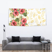 Hawaii Discoverers Day Tapestry Tropical Hibiscus Glitter White LT05 - Polynesian Pride