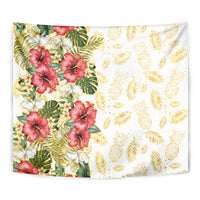Hawaii Discoverers Day Tapestry Tropical Hibiscus Glitter White LT05 - Polynesian Pride