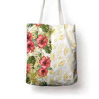 Hawaii Discoverers Day Tote Bag Tropical Hibiscus Glitter White LT05 - Polynesian Pride
