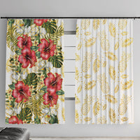 Hawaii Discoverers Day Window Curtain Tropical Hibiscus Glitter White