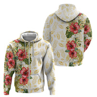Hawaii Discoverers Day Zip Hoodie Tropical Hibiscus Glitter White LT05 - Polynesian Pride