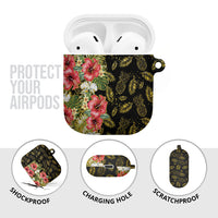 Hawaii Discoverers Day AirPods Case Tropical Hibiscus Glitter Black LT05 - Polynesian Pride
