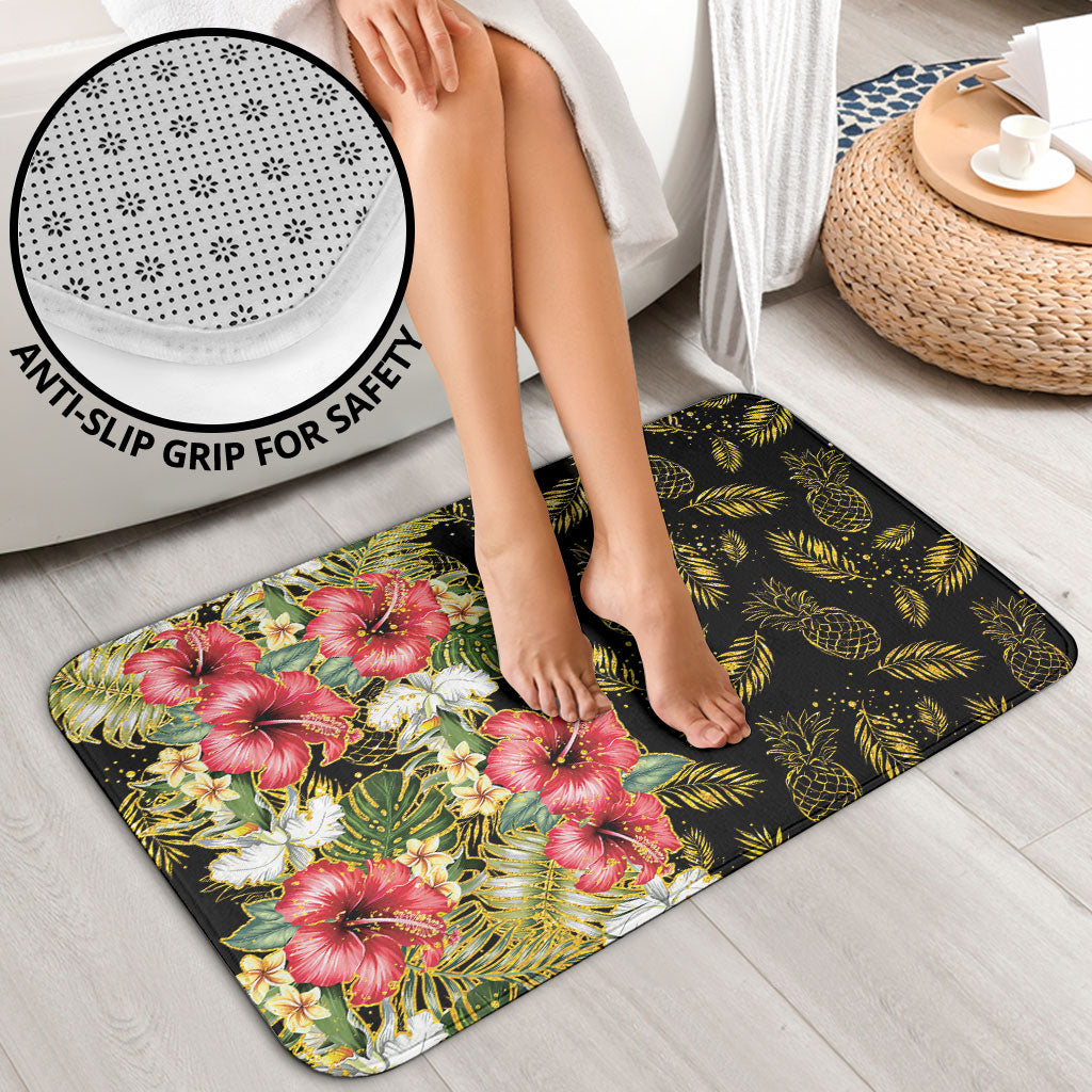 Hawaii Discoverers Day Bathroom Set Tropical Hibiscus Glitter Black LT05 - Polynesian Pride