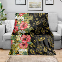 Hawaii Discoverers Day Blanket Tropical Hibiscus Glitter Black LT05 - Polynesian Pride