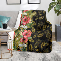 Hawaii Discoverers Day Blanket Tropical Hibiscus Glitter Black LT05 - Polynesian Pride