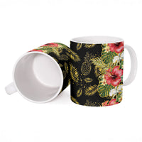 Hawaii Discoverers Day Ceramic Mug Tropical Hibiscus Glitter Black LT05 - Polynesian Pride