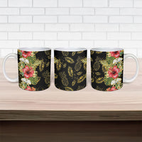 Hawaii Discoverers Day Ceramic Mug Tropical Hibiscus Glitter Black LT05 - Polynesian Pride