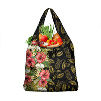 Hawaii Discoverers Day Grocery Bag Tropical Hibiscus Glitter Black LT05 1-pack One Size Black - Polynesian Pride