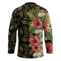 Hawaii Discoverers Day Hockey Jersey Tropical Hibiscus Glitter Black LT05 - Polynesian Pride