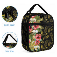 Hawaii Discoverers Day Lunch Bag Tropical Hibiscus Glitter Black LT05 - Polynesian Pride