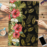 Hawaii Discoverers Day Puzzle Tropical Hibiscus Glitter Black LT05 Black - Polynesian Pride
