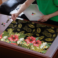 Hawaii Discoverers Day Puzzle Tropical Hibiscus Glitter Black LT05 - Polynesian Pride