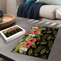 Hawaii Discoverers Day Puzzle Tropical Hibiscus Glitter Black LT05 - Polynesian Pride