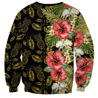 Hawaii Discoverers Day Sweatshirt Tropical Hibiscus Glitter Black LT05 - Polynesian Pride