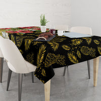 Hawaii Discoverers Day Tablecloth Tropical Hibiscus Glitter Black LT05 - Polynesian Pride