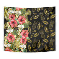 Hawaii Discoverers Day Tapestry Tropical Hibiscus Glitter Black LT05 - Polynesian Pride