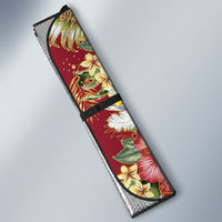 Hawaii Discoverers Day Auto Sun Shade Tropical Hibiscus Glitter Crimson LT05 - Polynesian Pride