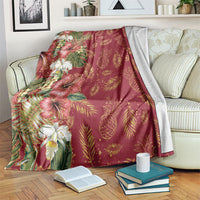 Hawaii Discoverers Day Blanket Tropical Hibiscus Glitter Crimson LT05 Crimson - Polynesian Pride