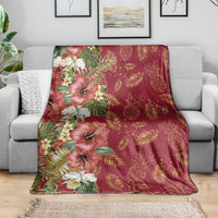 Hawaii Discoverers Day Blanket Tropical Hibiscus Glitter Crimson LT05 - Polynesian Pride
