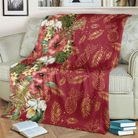 Hawaii Discoverers Day Blanket Tropical Hibiscus Glitter Crimson LT05 - Polynesian Pride