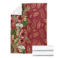 Hawaii Discoverers Day Blanket Tropical Hibiscus Glitter Crimson LT05 - Polynesian Pride