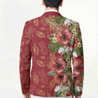 Hawaii Discoverers Day Blazer Tropical Hibiscus Glitter Crimson LT05 - Polynesian Pride