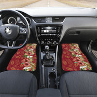 Hawaii Discoverers Day Car Mats Tropical Hibiscus Glitter Crimson LT05 Set 2pcs - Front Crimson - Polynesian Pride